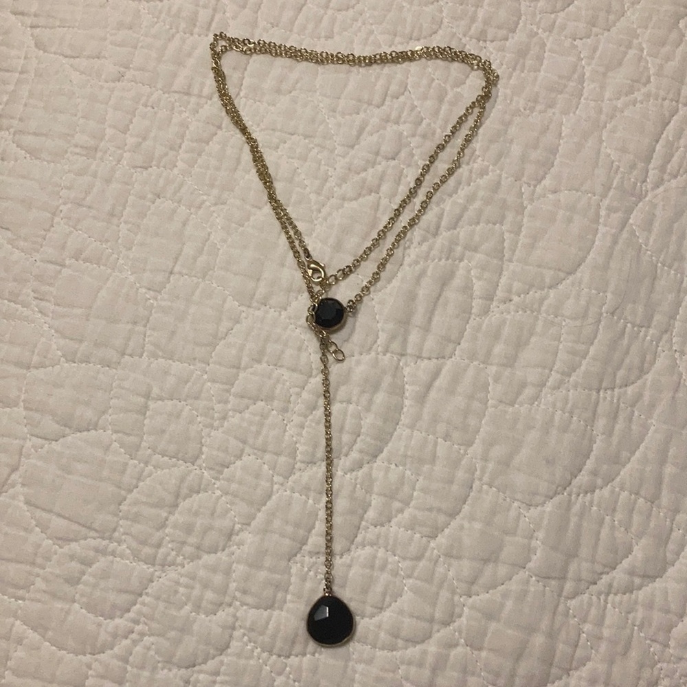 Black and Gold Lavaliere Necklace